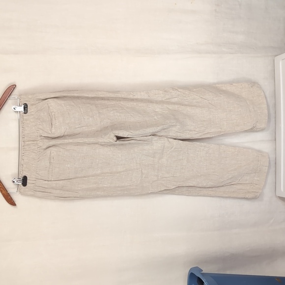 Briggs Light Tan Linen Blend Stretch Waist Wide Leg Pants Size Medium - Picture 4 of 6